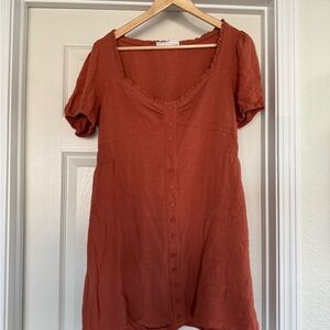 Elodie Terracotta Button-Down Blouse